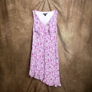 Venezia Floral Handkerchief Hem Maxi Dress Purple Empire Waist Shift Summer Y2K